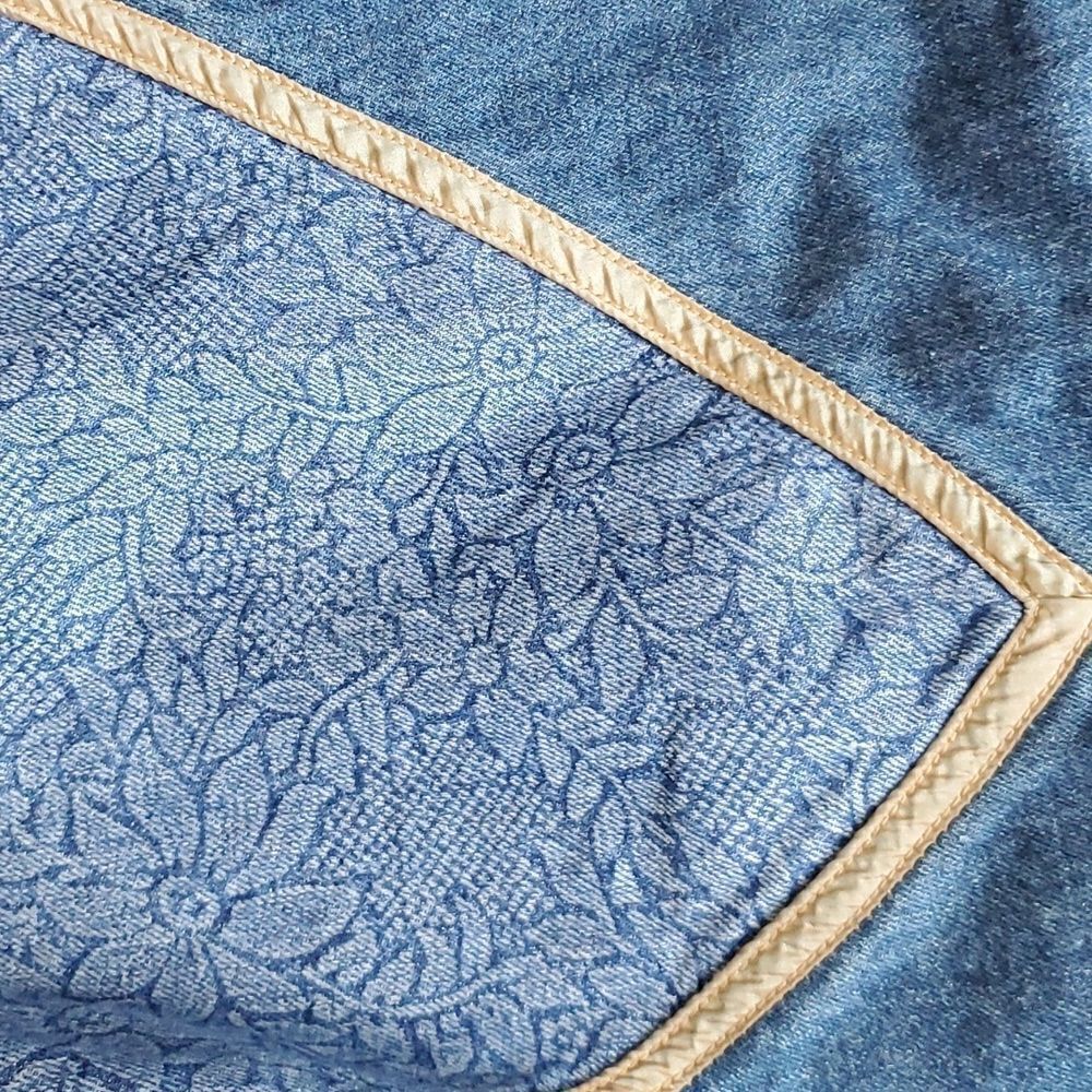 Vintage 90s y2k Blue Denim Jean‎ Floral Bomber Jacket Coat Unisex Large - Picture 4 of 6